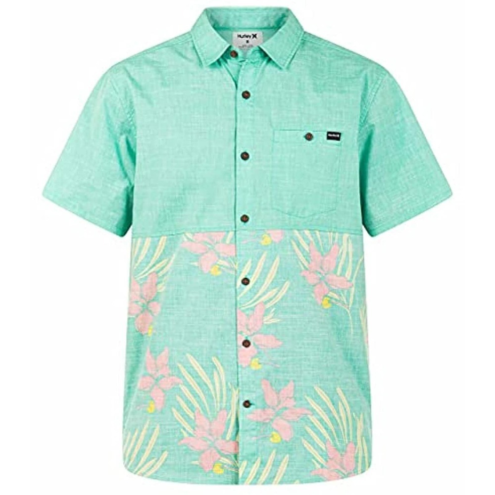 NWT!! Hurley Mens Malibu Block Shirt Hawaiian Short Sleeve Button Up Size Small